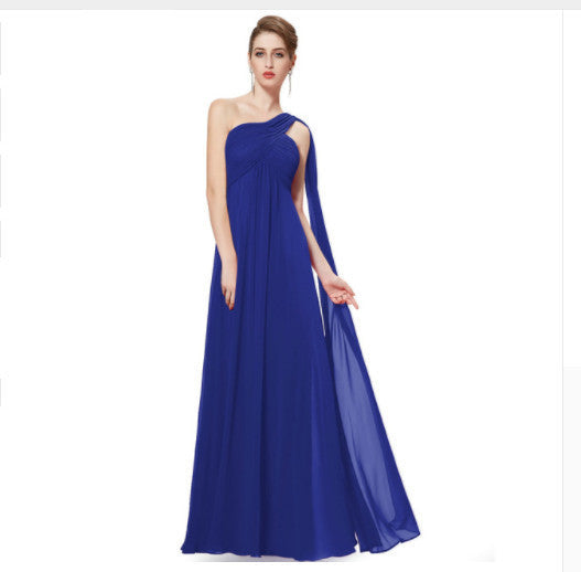 Elegant One-shoulder Ribbon Long Slim-fit Backless Banquet Dress