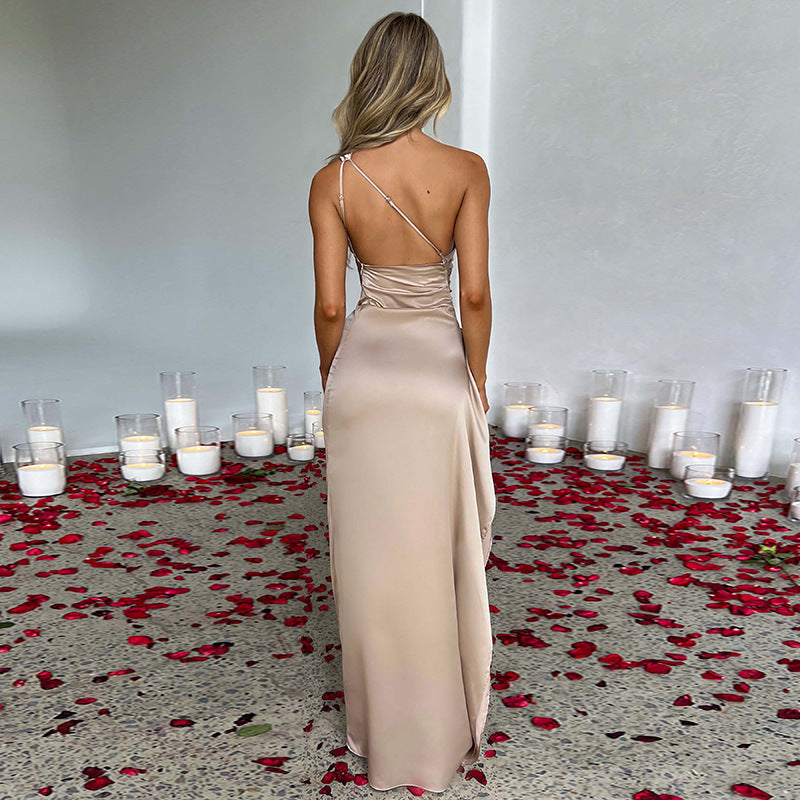 Sexy One-shoulder Backless Split Dress