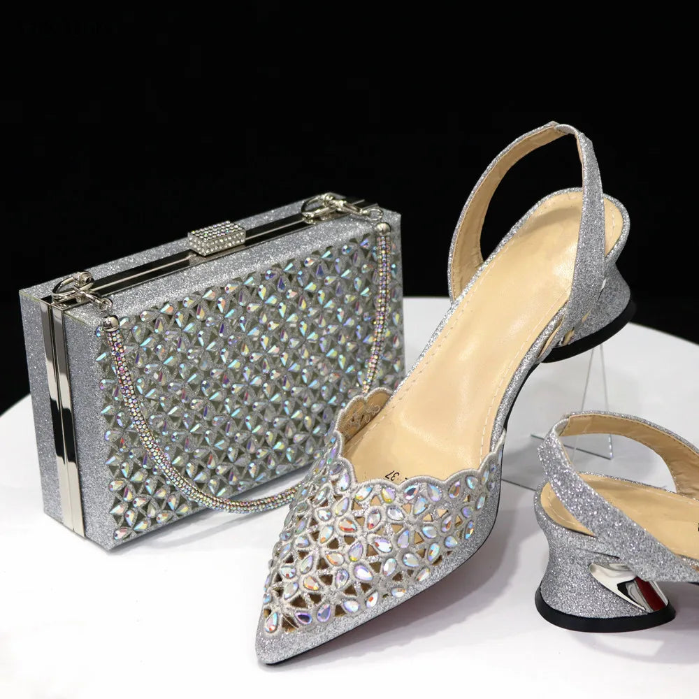 Summer Hot Sale Women Pumps Shoes And Matching Purse Set