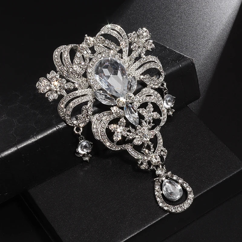 Gorgeous Luxury Pink Zircon Rose Brooch Jewelry Suitable