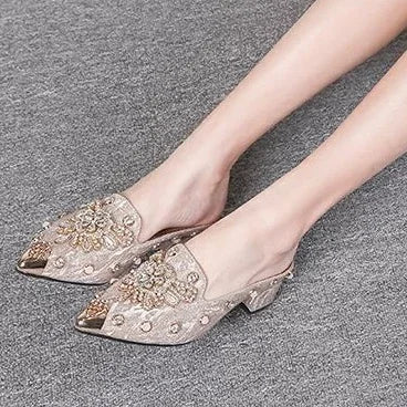 Mules Shoes Women Sandals Ladies Elegant Rhinestone Designer