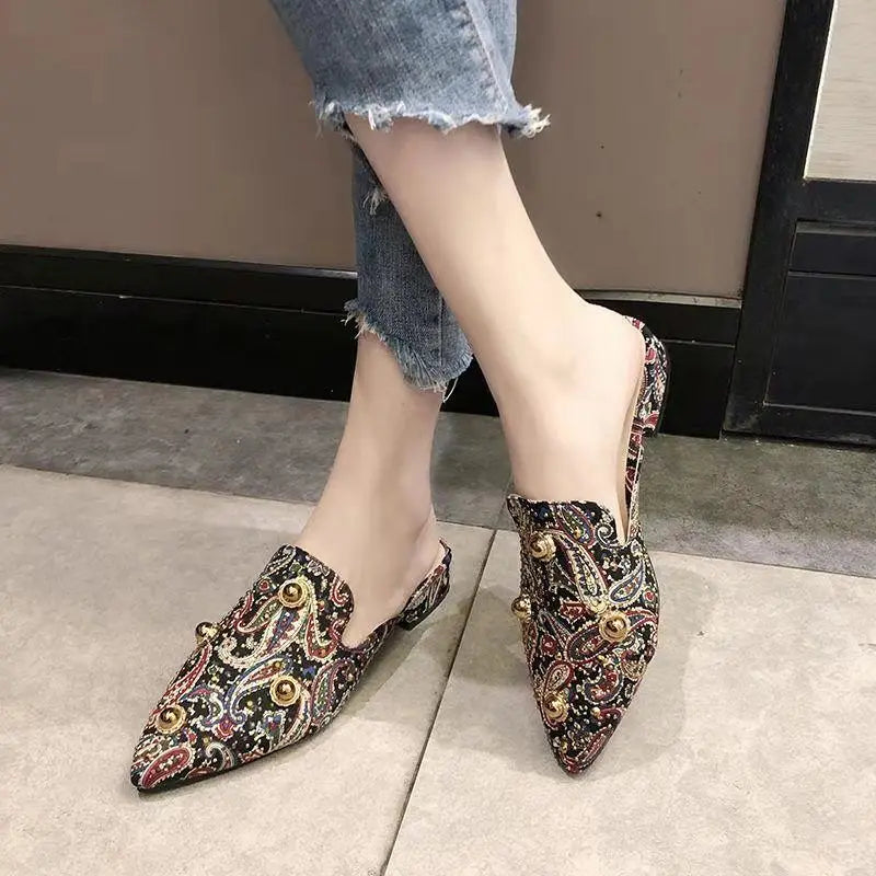 Women's Mules Shoes Women Rhinestone Slippers Mirror Luxury Party Fashion Slipper Summer New 2023 Designer Sandals Elegant Roman