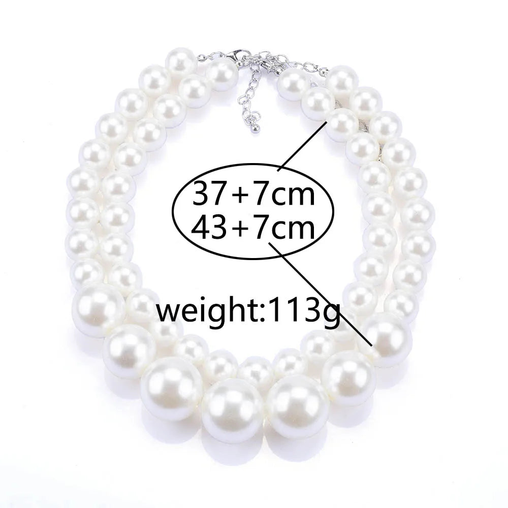 2024 New ZA Fashion Imitation Pearl Double Choker Necklace Women