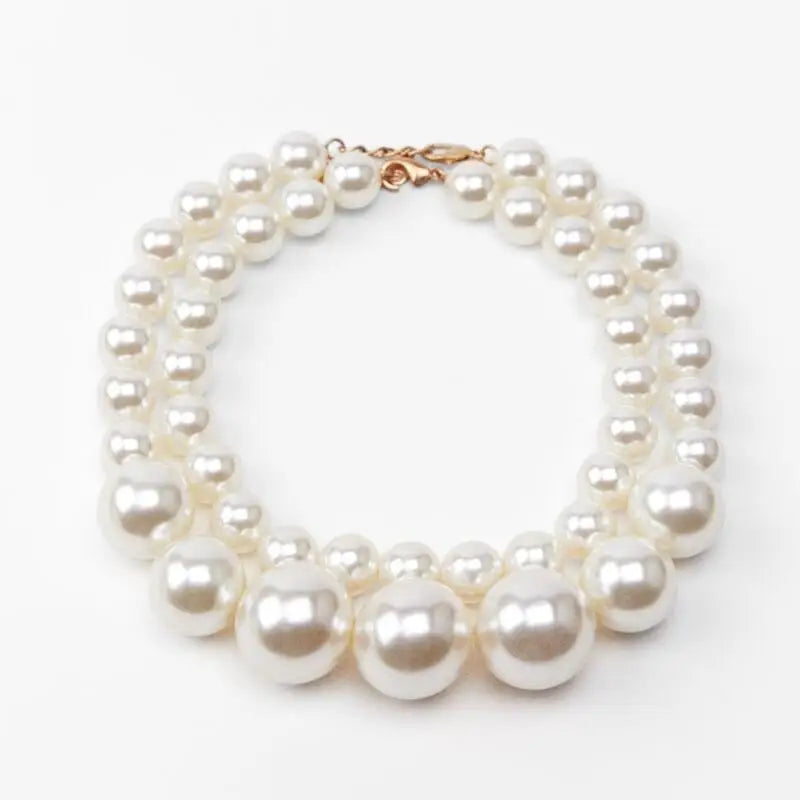 2024 New ZA Fashion Imitation Pearl Double Choker Necklace Women