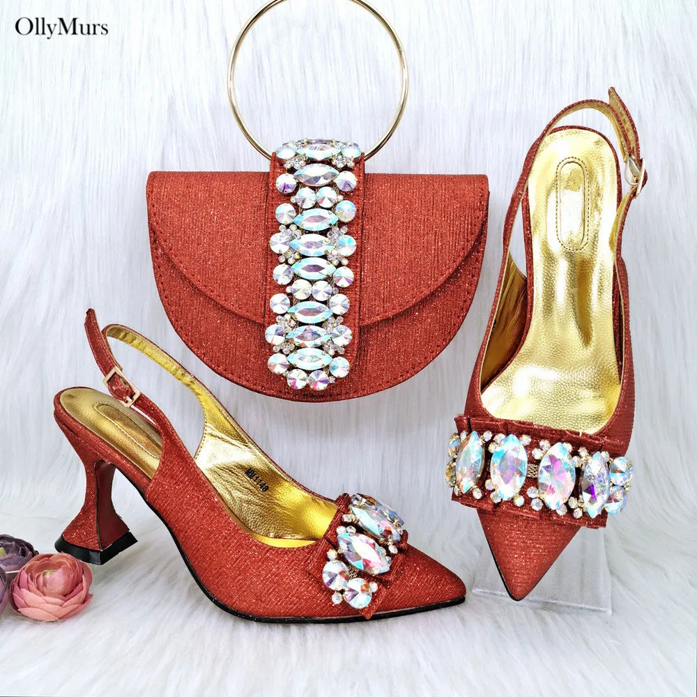 Newest Italian Pretty Woman Shoes And Bag Set