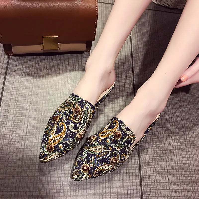 Women's Mules Shoes Women Rhinestone Slippers Mirror Luxury Party Fashion Slipper Summer New 2023 Designer Sandals Elegant Roman