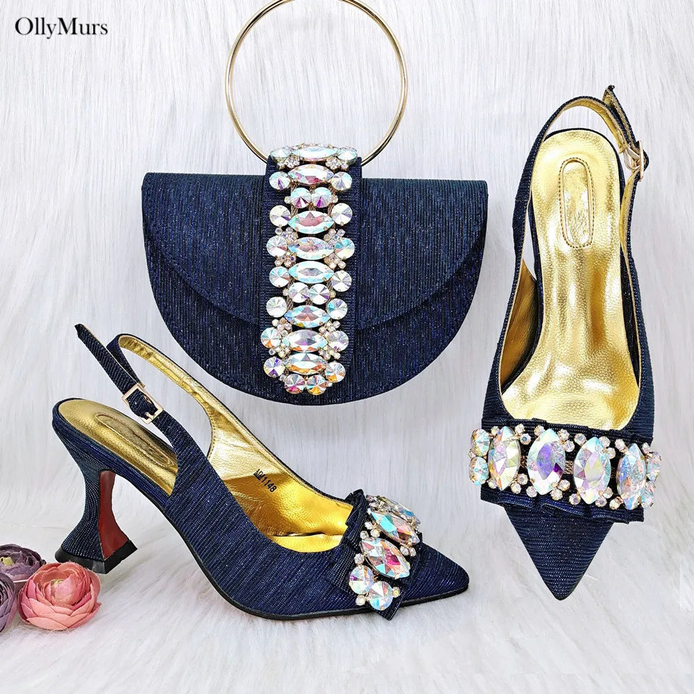 Newest Italian Pretty Woman Shoes And Bag Set