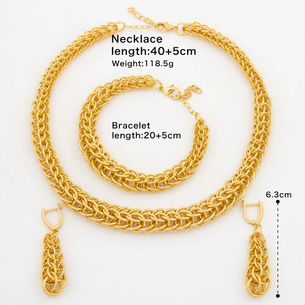 Dubai Jewelry Set for Women Fashion Brazilian Gold Color Chain