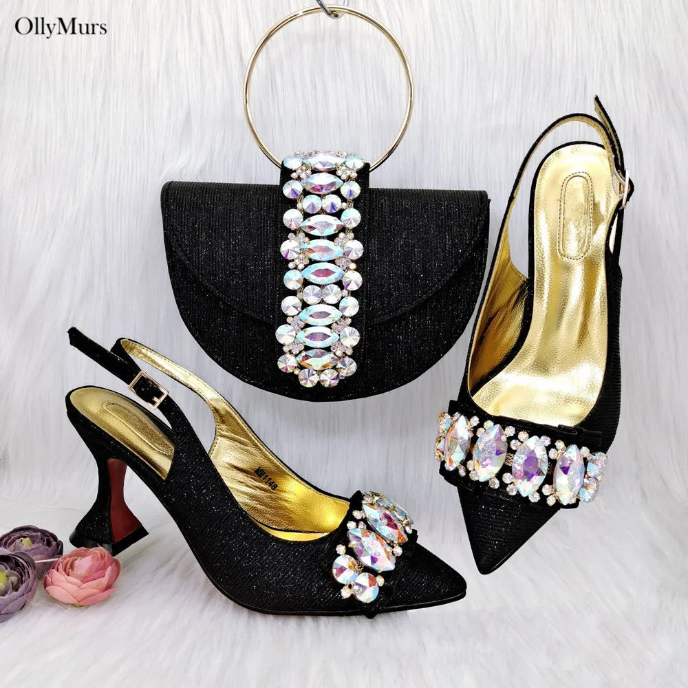 Newest Italian Pretty Woman Shoes And Bag Set