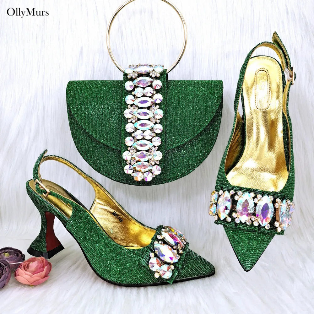 Newest Italian Pretty Woman Shoes And Bag Set