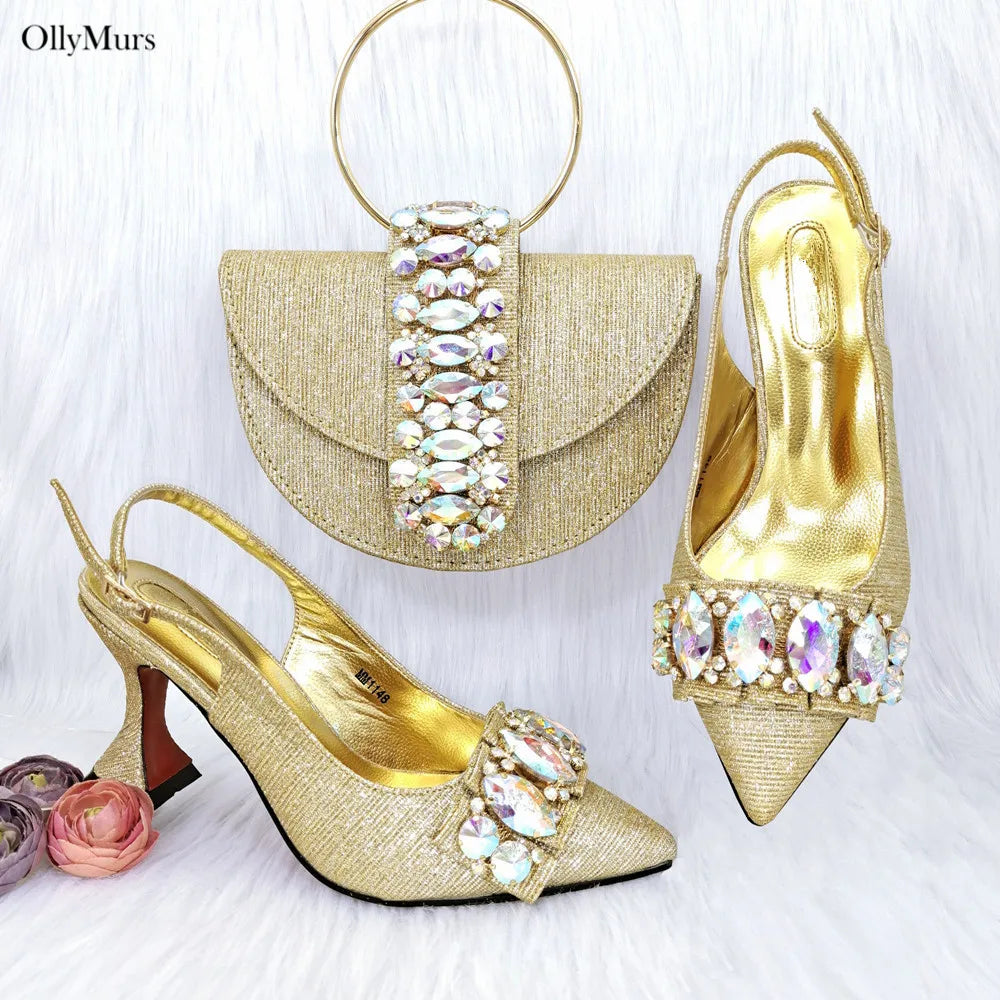 Newest Italian Pretty Woman Shoes And Bag Set